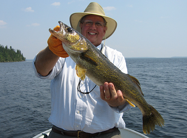 This is a photo of a man holding a 3 pound walleye