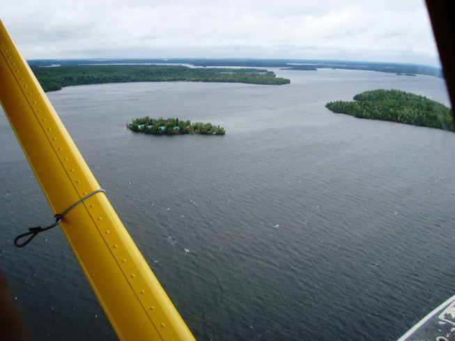 This is a photo of Trout Lake and it's many islands from the air